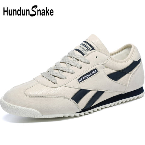 Hundunsnake Grey Leather Women's Running Shoes For Women